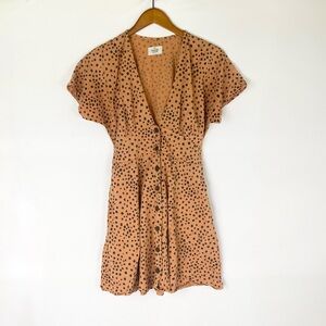 Marine Layer Camila Mini Tie Dress Polka Dot Short Sleeve V Neck Size Small